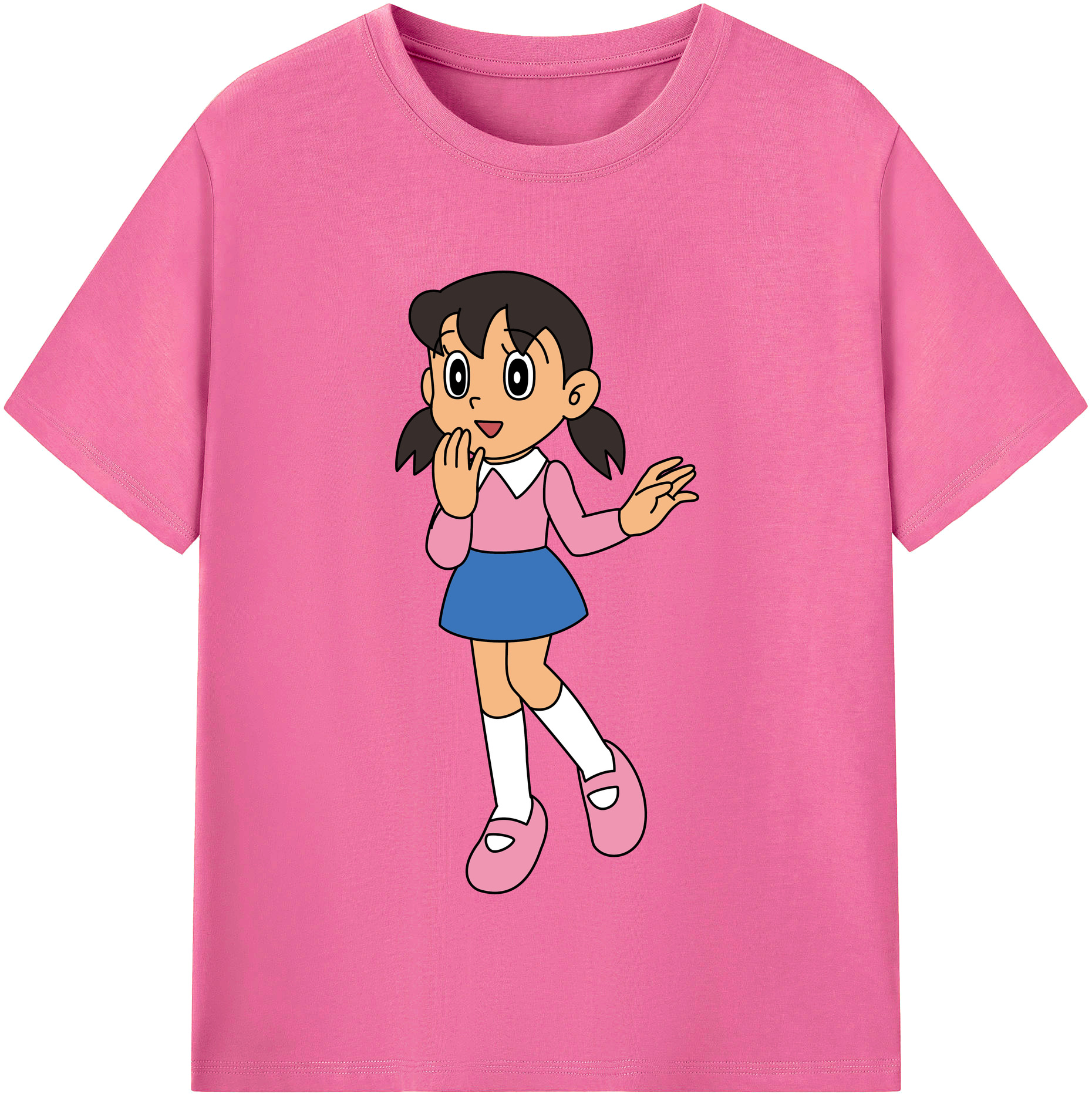 （画像用） ドラえもん みなもと しずか Doraemon Shizuka Minamoto レディースカジュアルプリントTシャツ（綿100％）